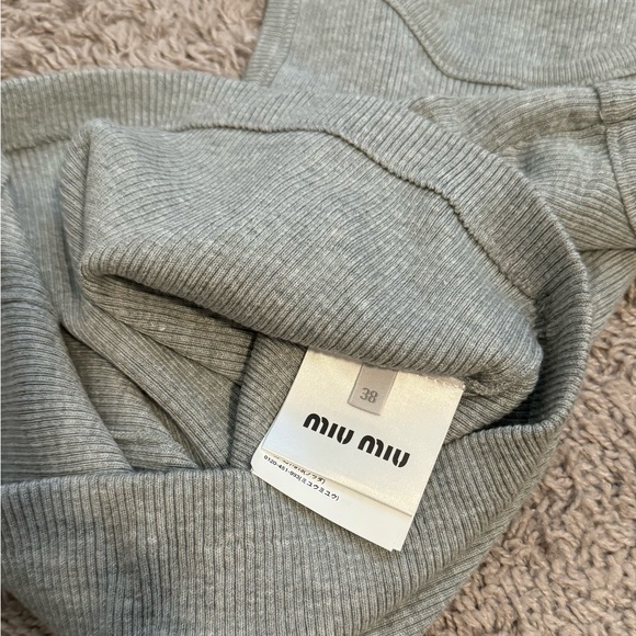 Beaded Logo Ribbed High Neck Tank Gray Medium - Picture 5 of 6